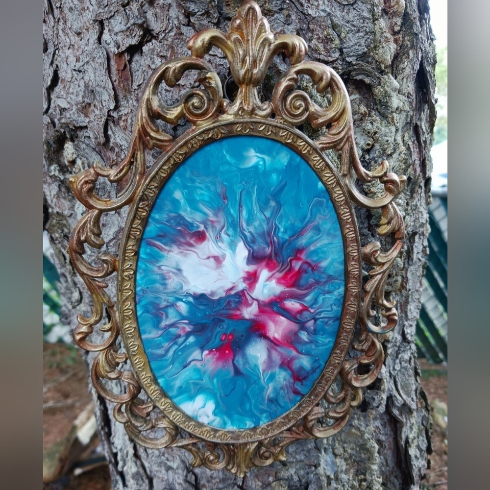 "Ghostly Reflections" Vintage Italy Ornate Frame Pour Painted